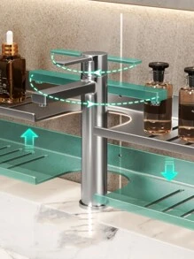 1pc Punch-free Bathroom Sink Faucet Storage Rack, For Bathroom And Kitchen - White - View 6