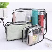 3入組旅行化妝袋，配有防水透明袋和化妝品組織袋，化妝袋，護膚袋，化妝用品收納袋，旅行必備，郵輪必備，宿舍必備，婚禮伴娘禮物，母親節禮物，生日禮物，朋友和教師禮物，家居裝飾，浴室客廳臥室裝飾，浴室用品收納袋，珠寶收納袋，唇油收納袋，指甲油收納袋，化妝包收納，化妝組織袋，化妝箱 - 黑色 - 查看 2