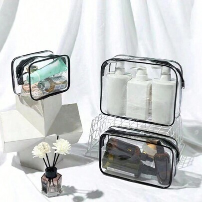 3Pcs/Set Travel Toiletry Bag With Waterproof Transparent Pouch And Cosmetic Organizermakeup Bag Makeup Pouch Skincare Bag Toiletry Bag Packing Cubes,Travel Essentials Cruise Essentials Dorm Essentials,Wedding Bridesmaid Gifts,Mom Gifts,Birthday Gifts,Gifts For Friends And Teachers,Home Decor,Bathroom Livingroom Bedroom Decor,Bathroom Organizer,Jewelry Organizer,Lip Oil Organizer,Nail Polish Organizer Makeup Bag Storage Makeup Organizer Makeup Case
