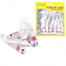 HENGJIA 5入組8.8cm 5g帶t尾軟魚餌,適用於捕鱸魚,鱒魚,鮭魚,黑魚等。帶捲尾的硅膠魚餌