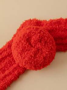 1 đôi Hoạt hình Thiết kế hươu Của phụ nữ Giáng sinh Vớ , Lông cừu san hô , Mềm mại Và Ấm áp , Đỏ - Đỏ - Xem 4