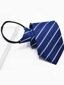 1pc Men's Business Necktie, Convenient Slouchy Knot Design - Blue - View 2
