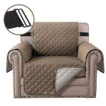 Reversible Sofa Cover Couch Slipcover Water-Repellent Anti-Slip Washable Armchair Loveseat Sofa With Elastic Strap Furniture Protector For Pet Dog - Màu nâu  Mocha - Xem 2