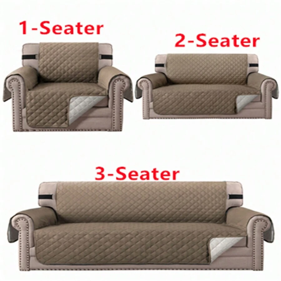 Reversible Sofa Cover Couch Slipcover Water-Repellent Anti-Slip Washable Armchair Loveseat Sofa With Elastic Strap Furniture Protector For Pet Dog - Màu nâu  Mocha - Xem 1
