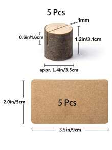 5 件，乡村木质座位卡夹，带旋涡线，木皮备忘录夹，卡片照片图片便签夹，5.8 英寸和牛皮纸座位卡，散装，适用于婚礼派对桌号姓名牌