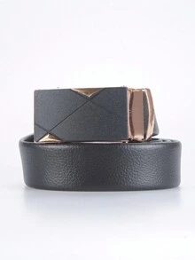 Joopzqm 1pc Men's Black Automatic Buckle Belt - Black - View 2