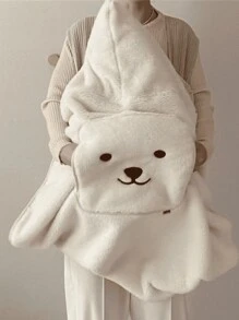 WholeNight 1 件裝嬰兒車防風罩可愛小熊刺繡保暖毯便攜式新生兒背帶毯適合男孩和女孩,適合秋冬戶外活動