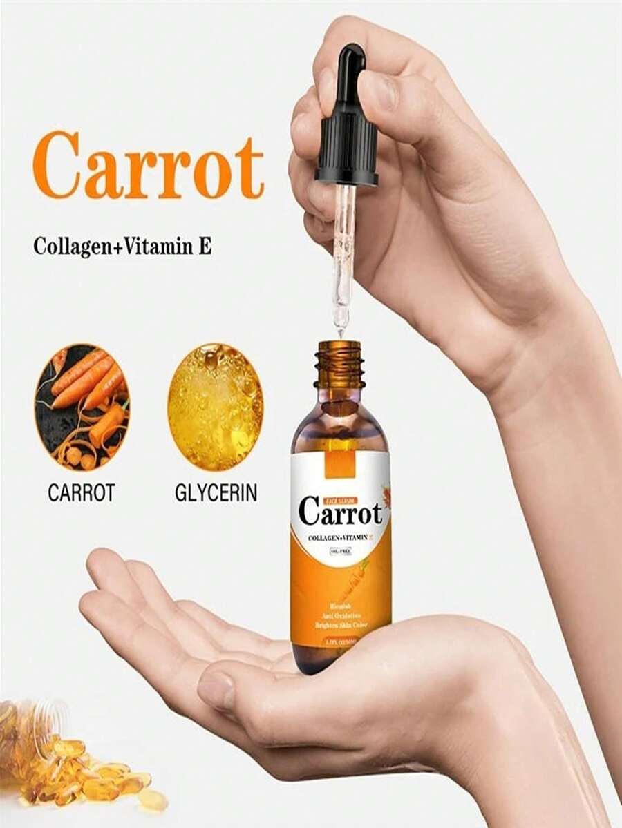 新胡蘿蔔精華油抗衰老淡化黑斑修正面部亮白精華淡斑精華液,100%天然