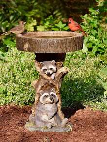 1入組樹脂獸鳥喂食器,戶外花園裝飾飾品,動物樹脂工藝品,適用於飲水和園藝展示,適用於戶外