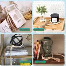 1 String Multifunctional Wooden Beaded Tassel Decor With Solid Color Rope For Storage, Decoration, Wall Hanging, Rural Farmhouse Decor, Flower & Candle Holder, Creative Gift, Festival Accessory, Birthday Party Supplies, Birthday Gift, Party Supplies Birthday Gifts Graduation - Beige - View 2