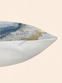 1 Stück Goldene Geometrische Dekorative Kissenbezug, Abstrakter Blauer, Grauer Und Goldener Kissenbezug, Sofa Kissenbezug Für Wohnzimmer-dekoration 18 Zoll X 18 Zoll (füllung Nicht Enthalten)