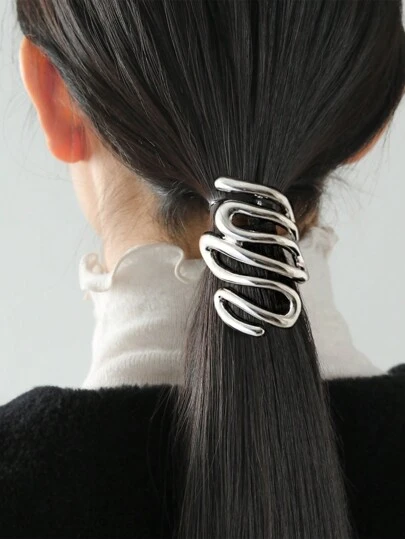 1 pieza Clip para el cabello con forma de serpiente de color platino para mujer, accesorio de calle, clips para el cabello, pasadores de cabello, pinzas para el cabello, artículos escolares, accesorios para el cabello, accesorios para la cabeza