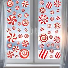 9入組聖誕節窗貼,紅色糖果和靜電貼紙節日裝飾,適用於聖誕派對 - 紅色 - 查看 3