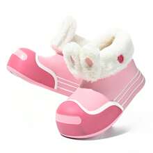 女性厚下裝長毛絨兔子踝靴,時尚和多用途,內襯帶加厚搖粒絨,防水和濃烈香調適合冬天多雪的天