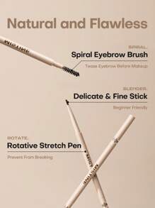 MISTINE 防水眉笔，超细毡尖，带精致眉刷，持久定型，丝滑质地，高显色度，0.08克（1支装） - 天然黑棕 - 查看 3