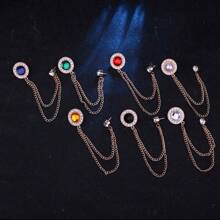 1pc Men's Tassel Chain Brooch, Personalized Suit Jacket Accessory