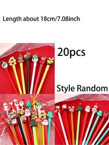 20 Piezas Plumas De Dibujos Animados 3d Inspiradas En La Navidad, Estilo Aleatorio, Material Escolar Creativo Para Estudiantes, Regalos De Navidad.