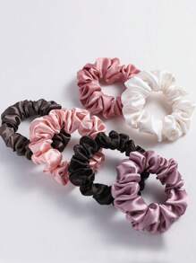 Bộ 6 chiếc dây buộc tóc scrunchie thời trang màu trơn dành cho nữ, phù hợp với kiểu tóc đuôi ngựa cao, phụ kiện tóc bằng lụa không gây hư tổn tóc, dây buộc tóc scrunchie, phụ kiện tóc thường ngày cho nữ khi trang điểm, tập gym, ở nhà. - Nhiều màu - Xem 3