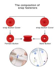 100組t5四件式塑料按扣,圓形設計,多色可選,12mm/0.47英寸