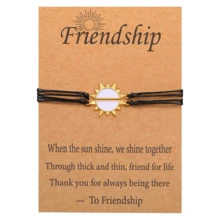 2 Miếng Màu vàng Tình bạn mặt trời Vòng tay , Cặp đôi Bạn Vòng tay , Quà tặng lễ hội - Bạc - Xem 8