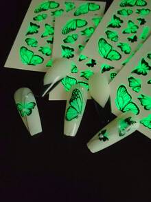 4pcs/set Butterfly Design Nail Stickers Without Adhesive - Black - View 11