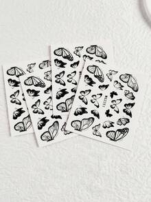 4pcs/set Butterfly Design Nail Stickers Without Adhesive - Black - View 4