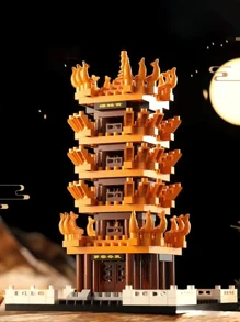 Set de bloques de construcción de mini-edificio 3D del Pabellón de la Grulla Amarilla, estilo de arquitectura famosa mundial de China, rompecabezas cerebral, regalo de Navidad, 1 pieza, decoración de habitación