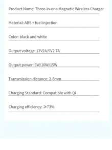 1 件三合一磁性無線充電站,macsafe 快速充電,相容於 Iphone 15/14/13/12 系列、apple Watch 1-8、airpods - 黑色 - 查看 11