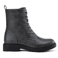 Comfyshoes Women's Mid Calf Boots, Combat Ankle Boots, Lace Up Booties - 灰色 - 查看 3