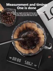 1pc Multi-Functional Kitchen Digital Scale, Coffee Scale With Timer, High Precision Cooking Scale, Italian Handheld Coffee Scale, Type-C Rechargeable Coffee Scale, Suitable For Brewing And Drip Coffee