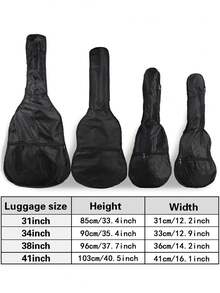 便攜式31/34/38/41英吋古典木吉他軟包,帶肩帶黑色背包吉他配件與附件攜帶收納袋