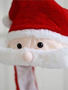 1pc Children's Christmas Party Decoration Hat With Light-up Santa Claus Design Fun Hat - Red and White - View 4