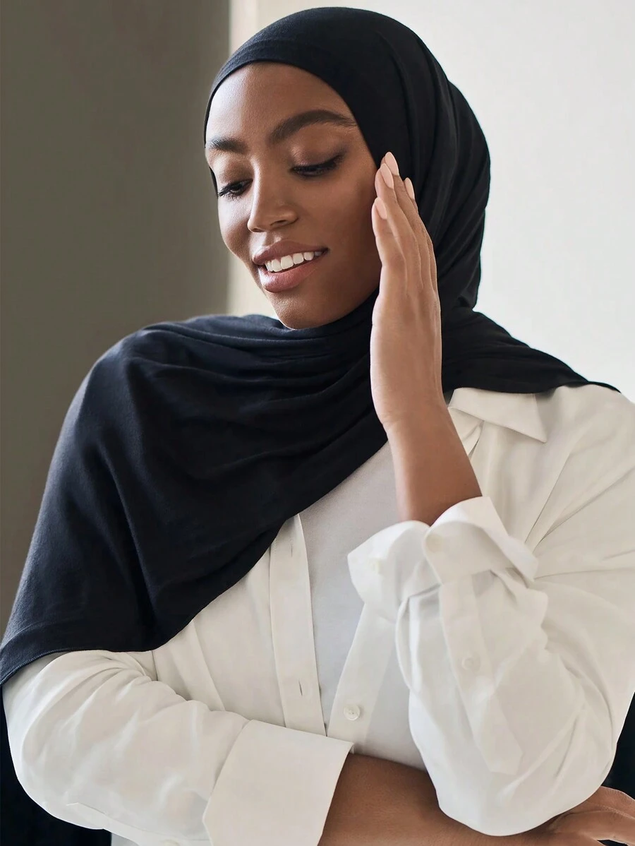 1 chiếc khăn trùm đầu nữ Hijab cổ điển màu trơn Abaya Phụ kiện thanh lịch giản dị bằng lụa Jersey Hijab Khăn choàng Turban cho trang phục hàng ngày & đi chơi Băng đô Quần áo che mặt
