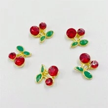 36入組 3d紅色金屬櫻桃美甲釘,水果奢華櫻桃設計美甲裝飾,diy豪華美甲元素 - 彩色 - 查看 10