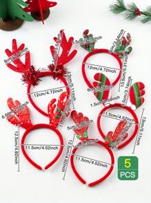 5pcs Cute Reindeer Antler Headbands, Suitable Christmas Gifts For Women And Men - Multicolor - View 2