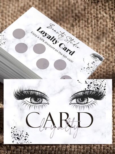 50 Tessere socie grigi per ciglie, biglietti da visita per piccole imprese di ciglie, tessere per extension ciglie, tessere per la cura delle ciglie 9*5,4cm Back To School