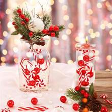 6054pcs Red & White Christmas Vase Filler, Floating Pearl Beads, Candy Centerpiece For Holiday Table Decoration And Party Decorations - Red and White - View 4