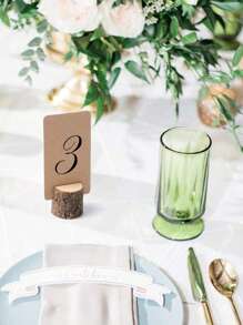 5 件，乡村木质座位卡夹，带旋涡线，木皮备忘录夹，卡片照片图片便签夹，5.8 英寸和牛皮纸座位卡，散装，适用于婚礼派对桌号姓名牌