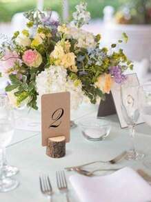 5 件，乡村木质座位卡夹，带旋涡线，木皮备忘录夹，卡片照片图片便签夹，5.8 英寸和牛皮纸座位卡，散装，适用于婚礼派对桌号姓名牌