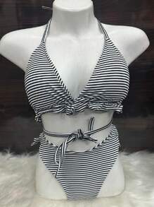 Women Bikini Sets - 藍白色 - 查看 1