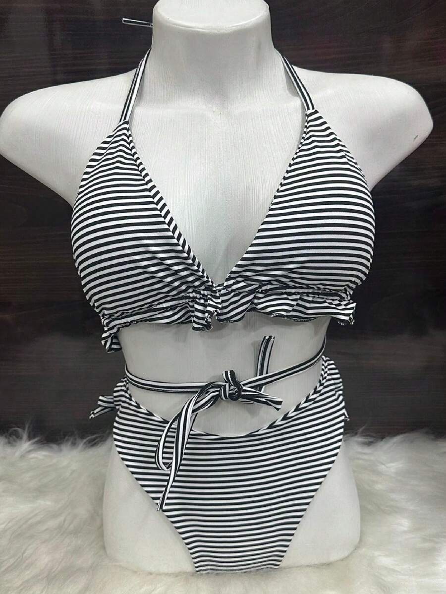 Women Bikini Sets - 藍白色 - 查看 1