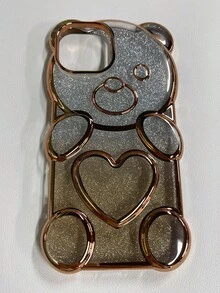 Creative Bling Long lanh Love Hình trái tim Teddy Gấu Ốp lưng & bao da điện thoại Tương thích với Apple iPhone - Vàng - Xem 1