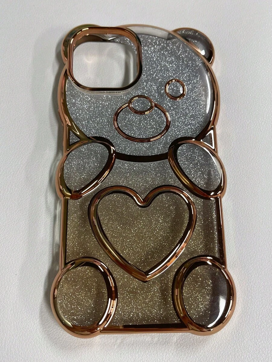 Creative Bling Long lanh Love Hình trái tim Teddy Gấu Ốp lưng & bao da điện thoại Tương thích với Apple iPhone - Vàng - Xem 1