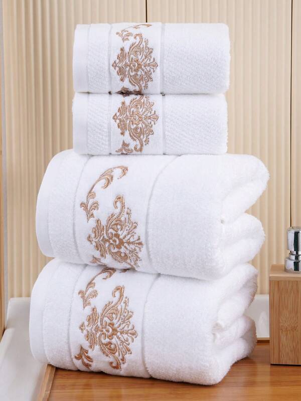 QIBHI 1/2/3pcs Embroidered European Style Towels Or Bath Towel, Soft & Absorbent, Suitable For Bathroom, Pool, Beach, Available In Different Sizes For Beauty Salon Home Bathroom Shower Towels For Beaty Salon, Hotel Sports,Home Essentials, Towel, Skin Care Bath Towel Sheet