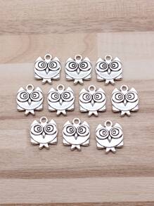 10入裝17x14mm(0.67x0.55英寸)古銅色雙面貓頭鷹吊墜珠,可用於diy珠寶製作 - 古銀色-10pcs - 查看 1