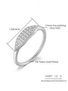 rakol 1 Miếng Đúng mốt Khối Zirconia  Tối giản Gầy Nhẫn Đối với phụ nữ - Bạc - Xem 6