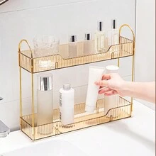 1 Pieza De Estante De Almacenamiento De Grifo De Lavabo De Baño Para Artículos De Tocador, Color Dorado - transparente - Ver 8