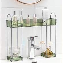 1 Pieza De Estante De Almacenamiento De Grifo De Lavabo De Baño Para Artículos De Tocador, Color Dorado - transparente - Ver 6