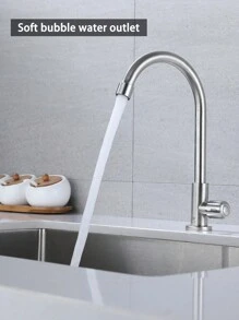 不銹鋼廚房水槽龍頭單冷浴室盆龍頭,適用於洗臉和洗菜 - 銀色 - 查看 3