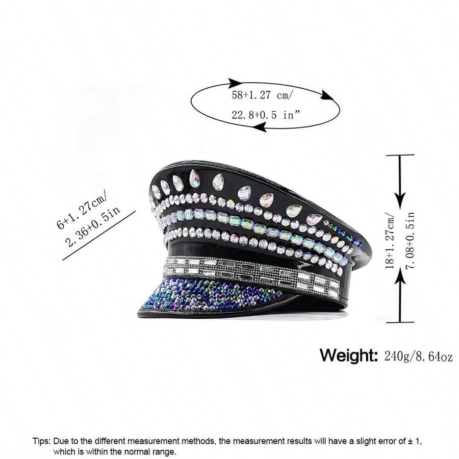 Women Men Steampunk Hat With Black Rivet Queen Sequin Burning Captain